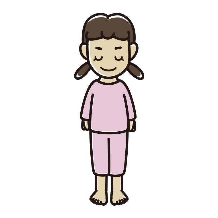 お辞儀する部屋着の女子中学生のイラスト【色あり、背景なし】透過PNG