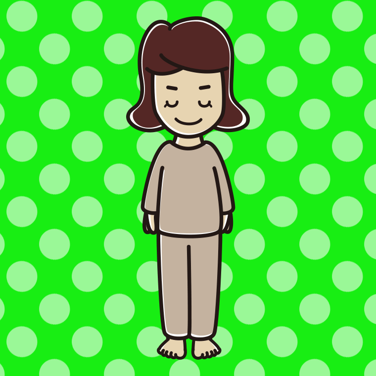 お辞儀する部屋着の女子高校生のイラスト【色、背景あり】PNG