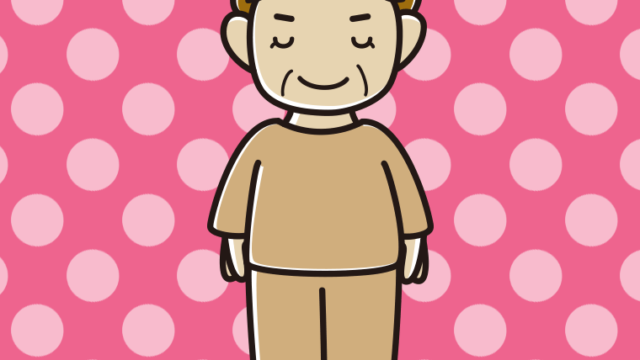 お辞儀する部屋着のおばさんのイラスト【色、背景あり】PNG