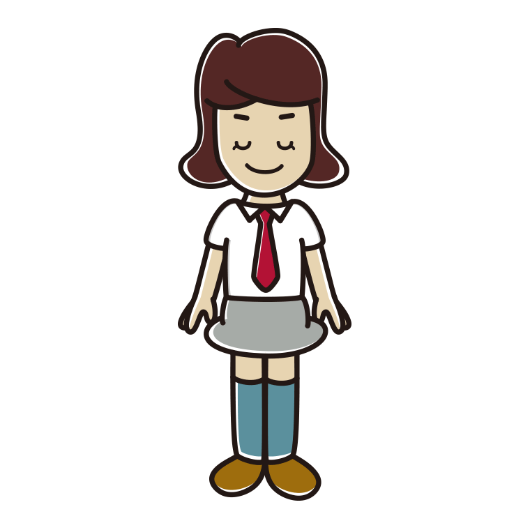 目を閉じる女子高校生（夏服）のイラスト【色あり、背景なし】透過PNG