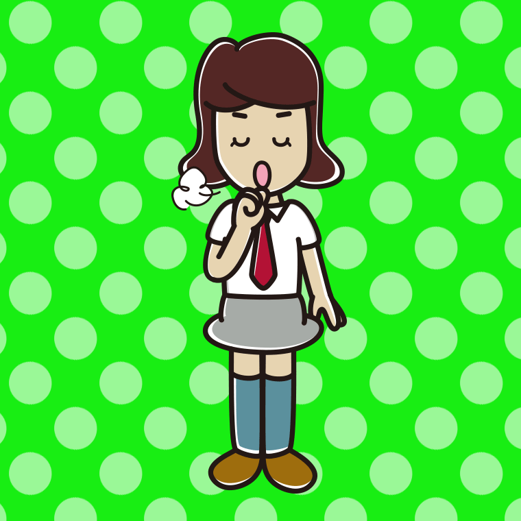 咳払いする女子高校生（夏服）のイラスト【色、背景あり】PNG