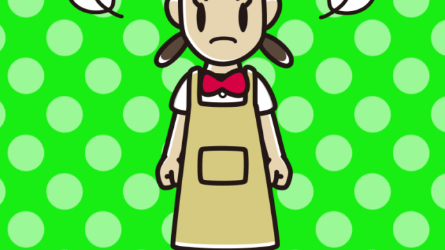 怒るエプロン姿の女子中学生のイラスト【色、背景あり】PNG