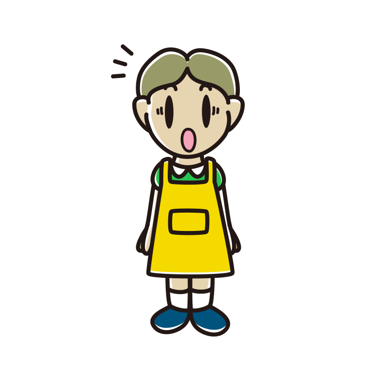 驚くエプロン姿の小学生男子のイラスト【色あり、背景なし】透過PNG