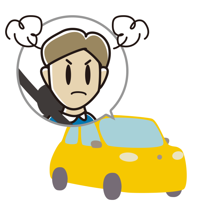 車で怒る男性のイラスト【色あり、背景なし】透過PNG