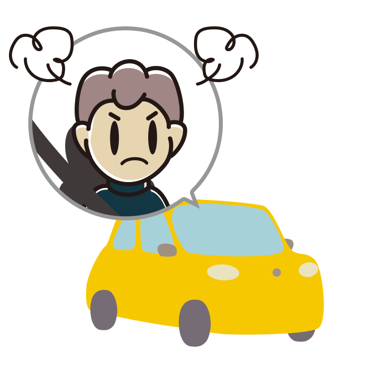 車で怒る男子中学生のイラスト【色あり、背景なし】透過PNG