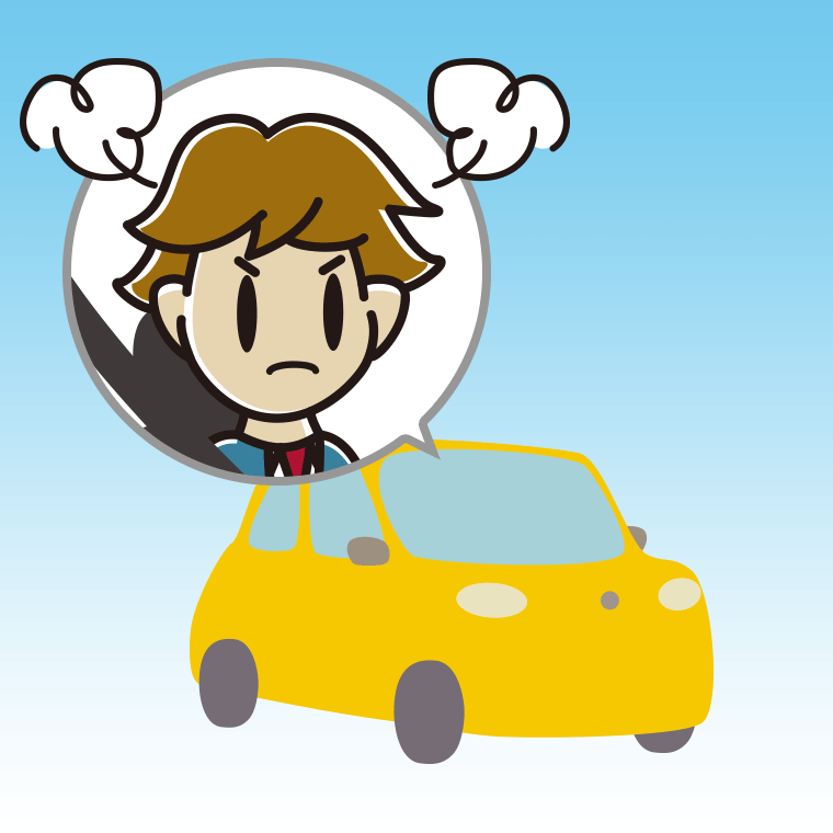 車で怒る男子高校生のイラスト【色、背景あり】PNG