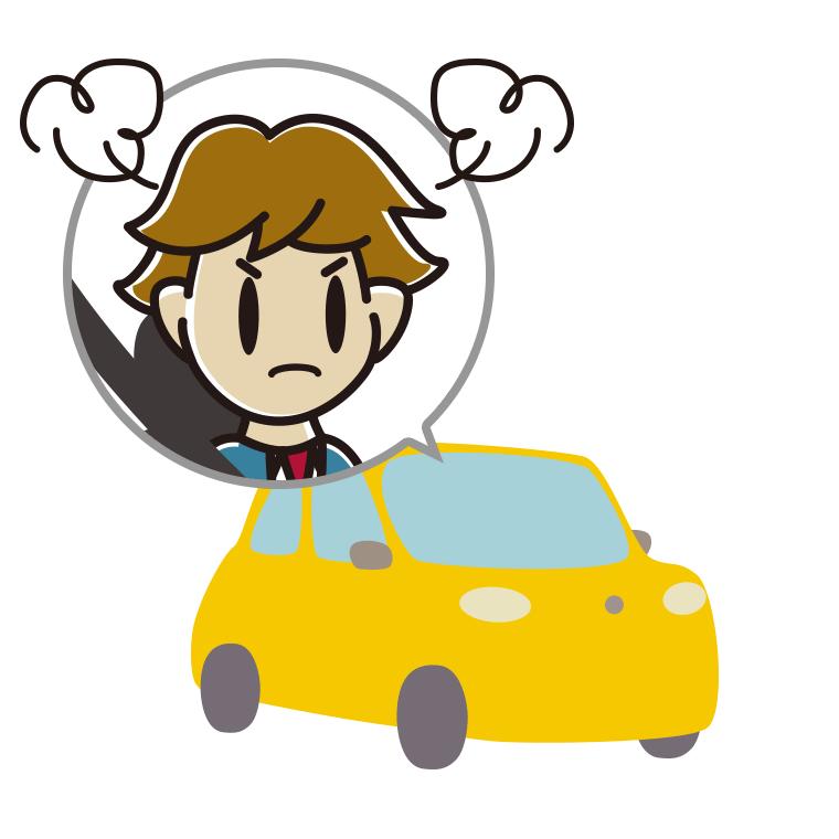 車で怒る男子高校生のイラスト【色あり、背景なし】透過PNG