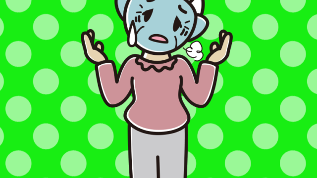 具合が悪そうに話すおばあさんのイラスト【色、背景あり】PNG