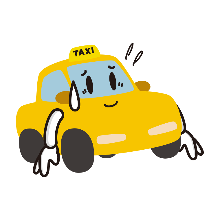 苦笑いするタクシーちゃんのイラスト【色あり、背景なし】透過PNG