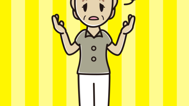 ぼーっとしながら話す年配女性会社員（クールビズ）のイラスト【色、背景あり】PNG