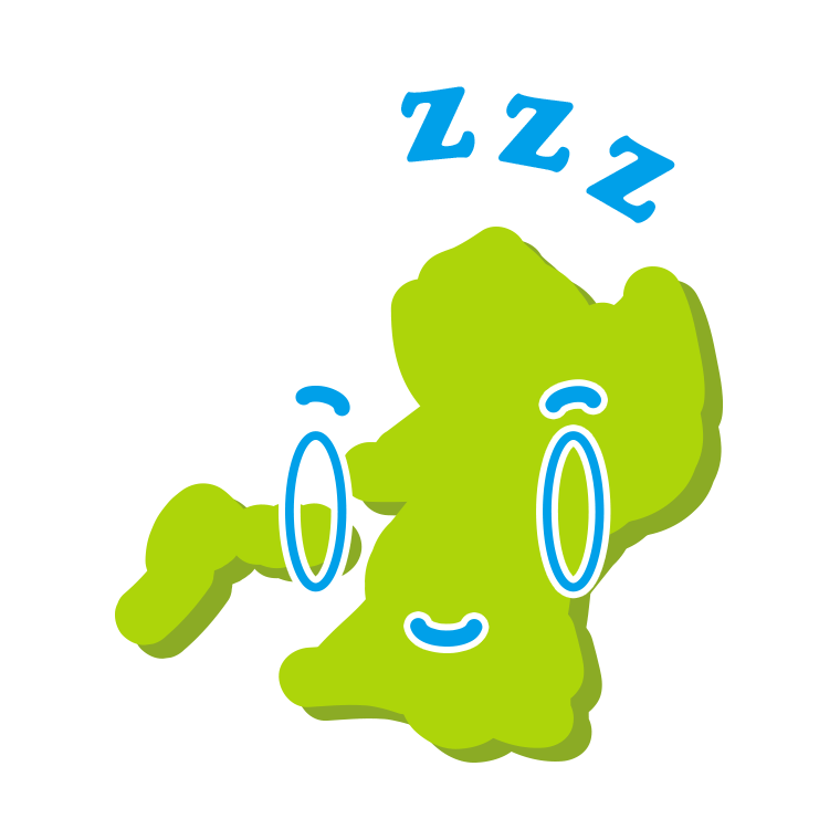 眠る熊本ちゃんのイラスト【色あり、背景なし】透過PNG