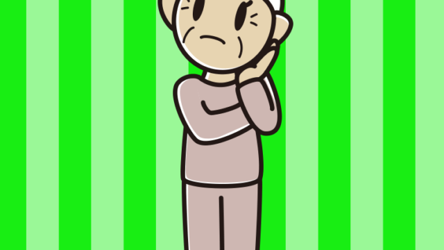 考える部屋着のおばあさんのイラスト【色、背景あり】PNG