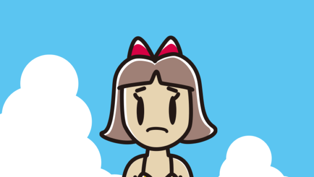 海に入って困る小学生女子のイラスト【色、背景あり】PNG