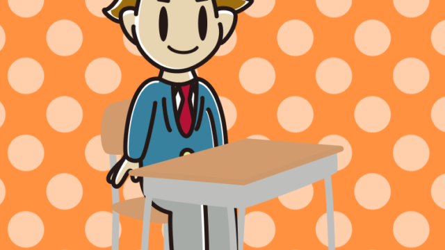 教室の席に座る男子高校生のイラスト【色、背景あり】PNG