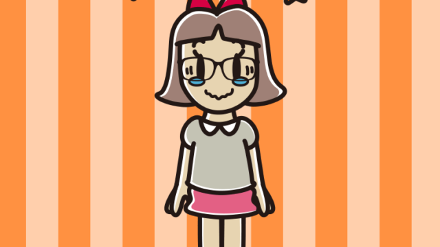 ジーンとする眼鏡の小学生女子のイラスト【色、背景あり】PNG