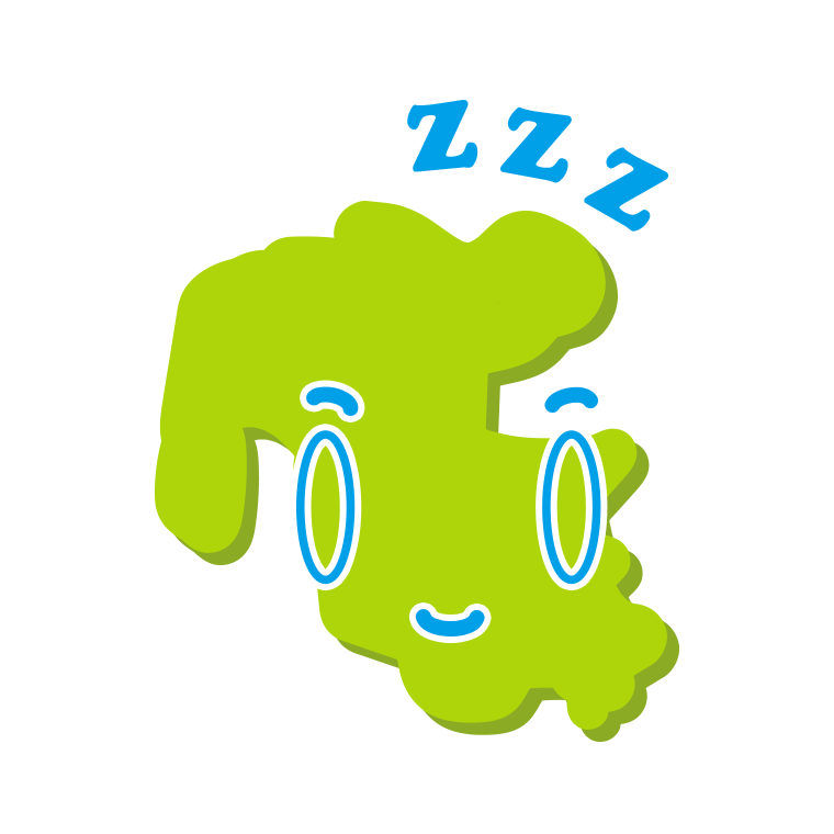 眠る大分ちゃんのイラスト【色あり、背景なし】透過PNG