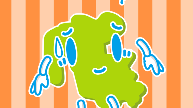 苦笑いする大分ちゃんのイラスト【色、背景あり】PNG