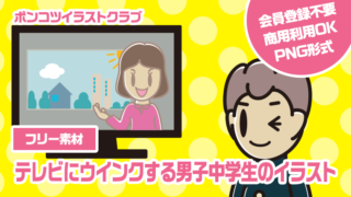 【フリー素材】テレビにウインクする男子中学生のイラスト