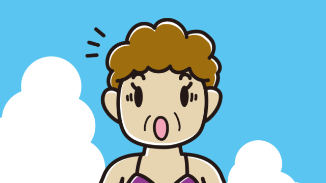 海に入って驚くおばさんのイラスト【色、背景あり】PNG