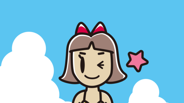 海に入ってウインクする小学生女子のイラスト【色、背景あり】PNG
