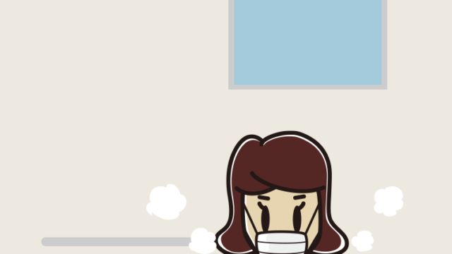 お風呂でマスクをする女子高校生のイラスト【色、背景あり】PNG