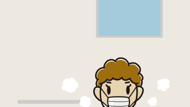 お風呂でマスクをするおばさんのイラスト【色、背景あり】PNG