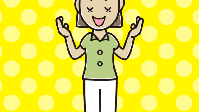 目を閉じて話す女性会社員（クールビズ）のイラスト【色、背景あり】PNG