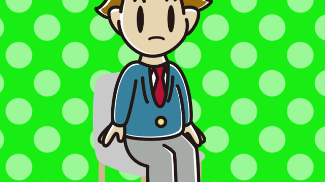 椅子で何かに気付く男子高校生のイラスト【色、背景あり】PNG