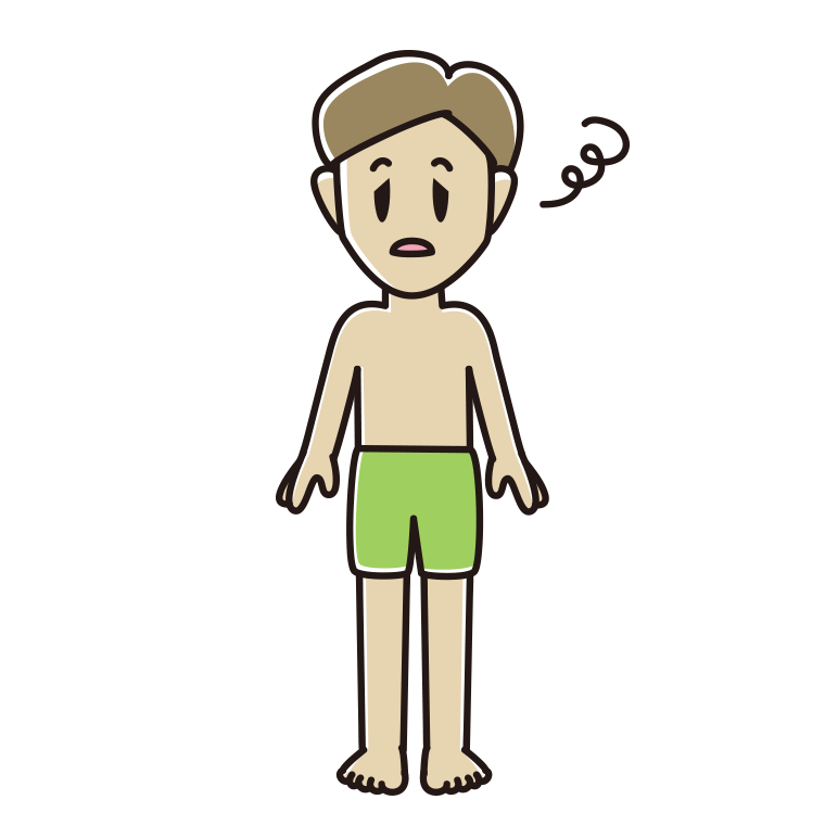 ぼーっとする水着の男性のイラスト【色あり、背景なし】透過PNG