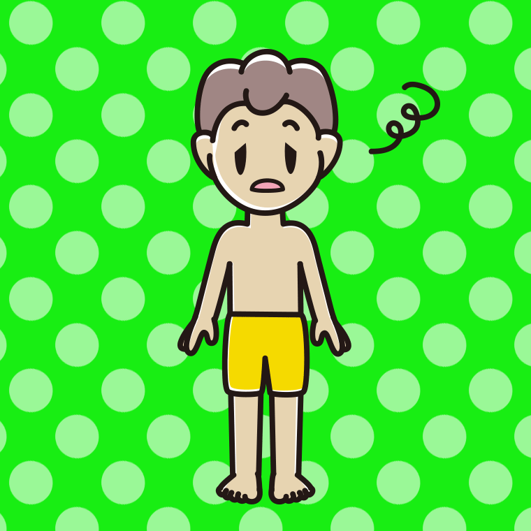 ぼーっとする水着の男子中学生のイラスト【色、背景あり】PNG