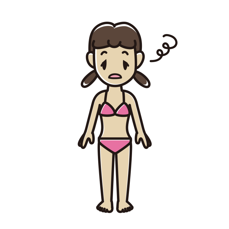 ぼーっとする水着の女子中学生のイラスト【色あり、背景なし】透過PNG