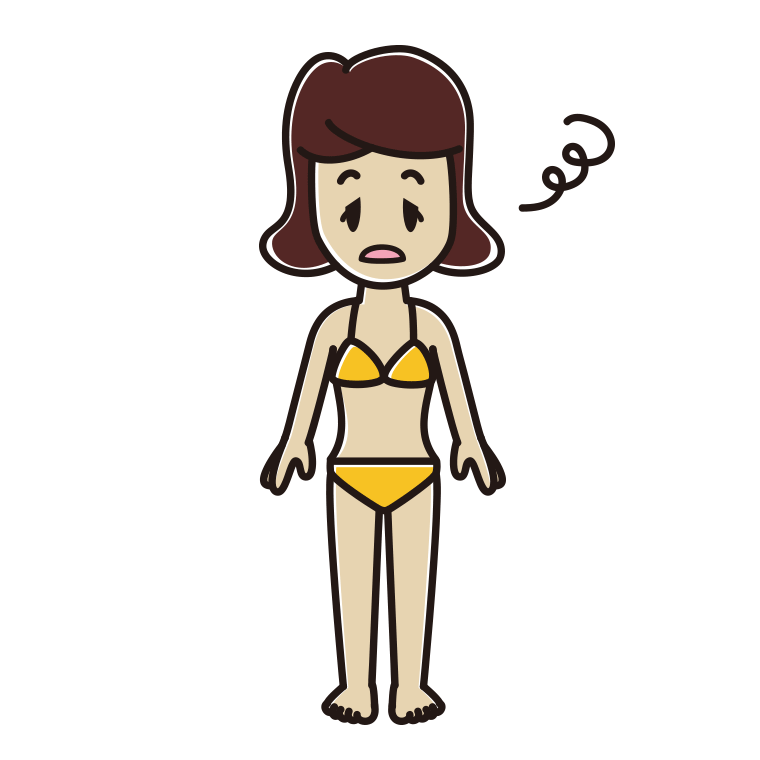 ぼーっとする水着の女子高校生のイラスト【色あり、背景なし】透過PNG