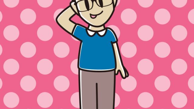テヘヘな眼鏡の男性のイラスト【色、背景あり】PNG