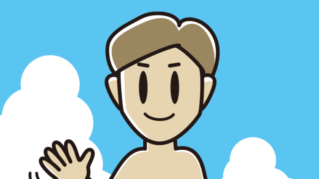 海に入って手を振る男性のイラスト【色、背景あり】PNG