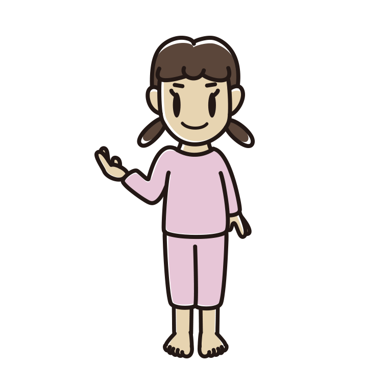 案内する部屋着の女子中学生のイラスト【色あり、背景なし】透過PNG