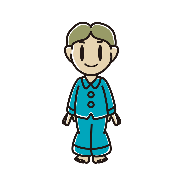 パジャマの小学生男子のイラスト【色あり、背景なし】透過PNG