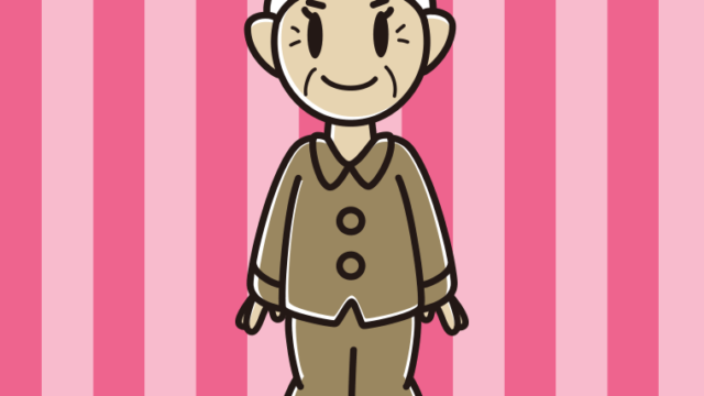 パジャマのおばあさんのイラスト【色、背景あり】PNG