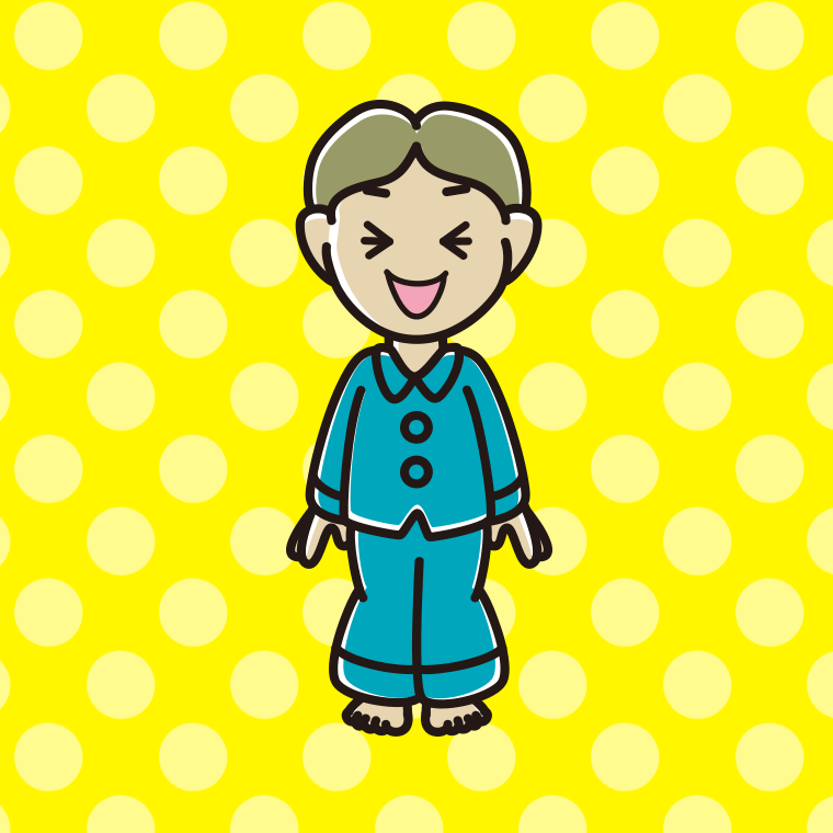 笑うパジャマの小学生男子のイラスト【色、背景あり】PNG