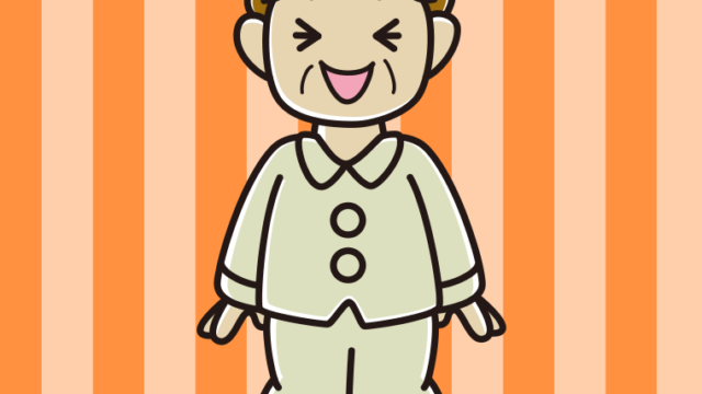 笑うパジャマのおばさんのイラスト【色、背景あり】PNG