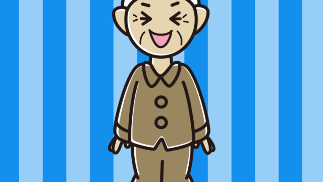 笑うパジャマのおばあさんのイラスト【色、背景あり】PNG