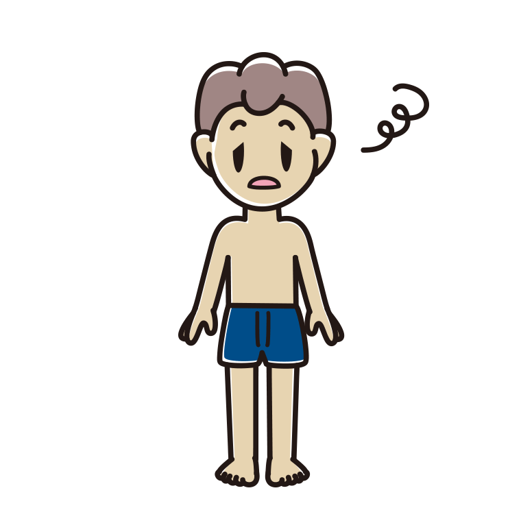 ぼーっとする下着姿の男子中学生のイラスト【色あり、背景なし】透過PNG