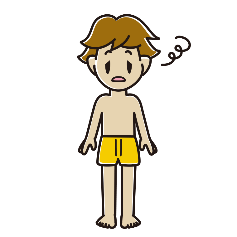 ぼーっとする下着姿の男子高校生のイラスト【色あり、背景なし】透過PNG