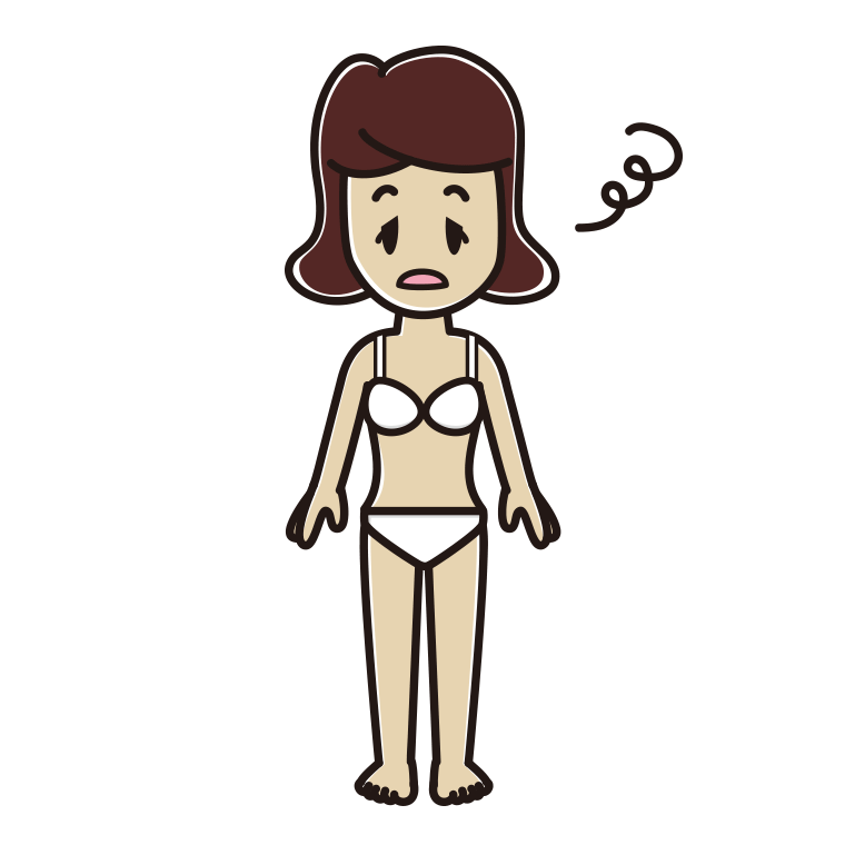 ぼーっとする下着姿の女子高校生のイラスト【色あり、背景なし】透過PNG