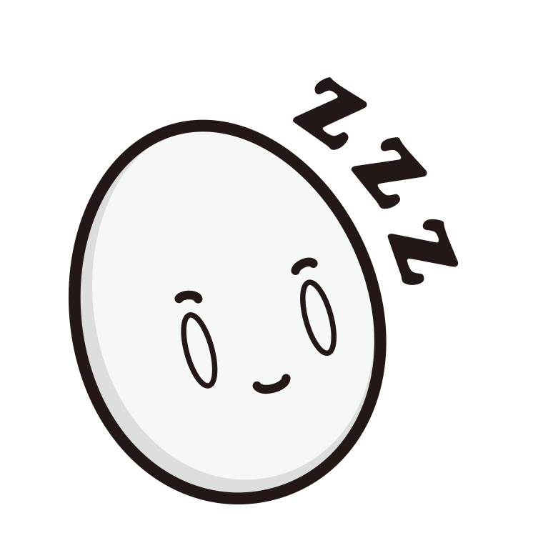 眠るたまごちゃんのイラスト【色あり、背景なし】透過PNG