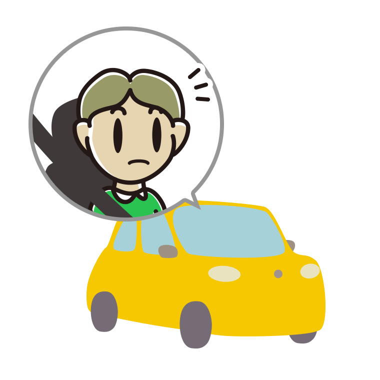 車で何かに気付く小学生男子のイラスト【色あり、背景なし】透過PNG