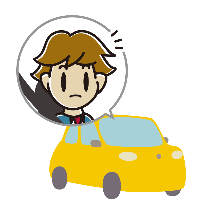 車で何かに気付く男子高校生のイラスト【色あり、背景なし】透過PNG