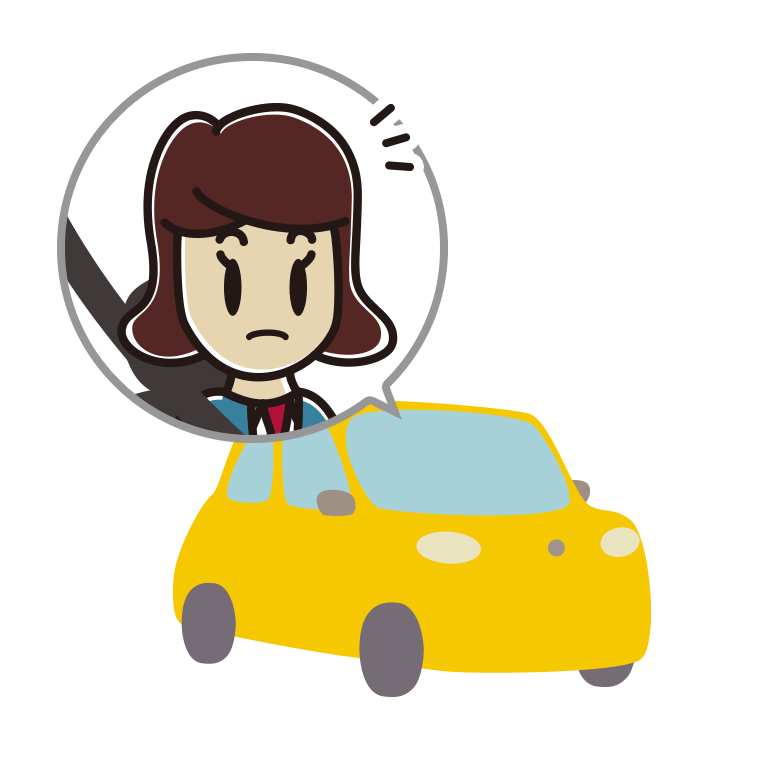 車で何かに気付く女子高校生のイラスト【色あり、背景なし】透過PNG