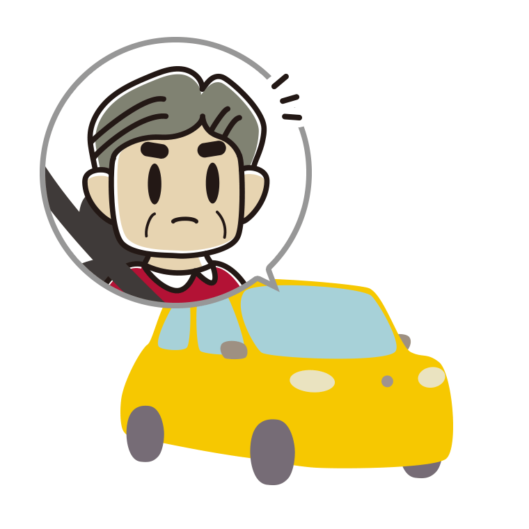 車で何かに気付くおじさんのイラスト【色あり、背景なし】透過PNG