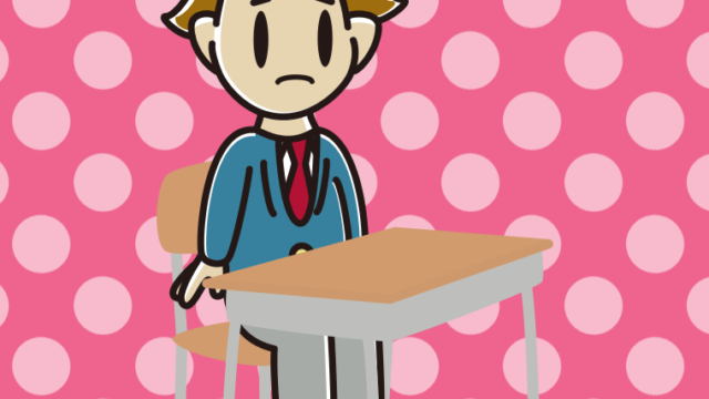 教室の席で困る男子高校生のイラスト【色、背景あり】PNG