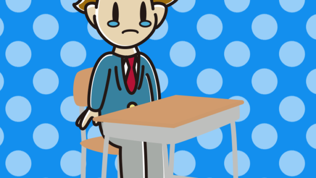 教室の席で泣く男子高校生のイラスト【色、背景あり】PNG